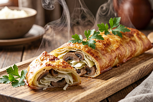 Cabbage and Mushroom Kulebiak