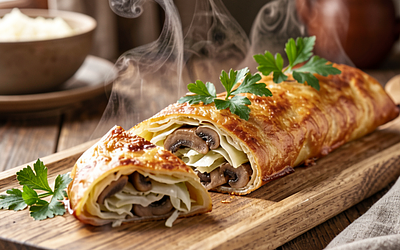 Cabbage and Mushroom Kulebiak