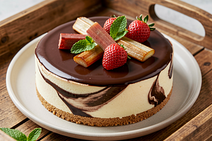 Sernik z czekoladą i owocami (polska-nowoczesna)