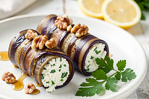Roladki z bakłażana z fetą