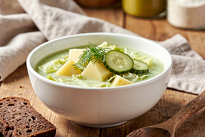 Zupa z młodej kapusty z ogórkiem kiszonym