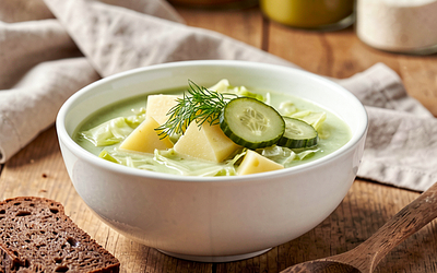 Zupa z młodej kapusty z ogórkiem kiszonym