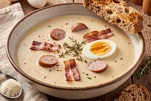 Easter sour rye soup with sausage