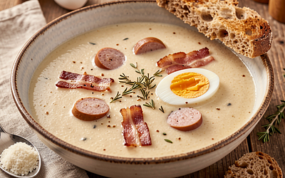 Easter sour rye soup with sausage
