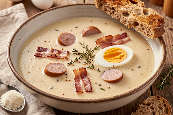 Żurek wielkanocny z kiełbasą