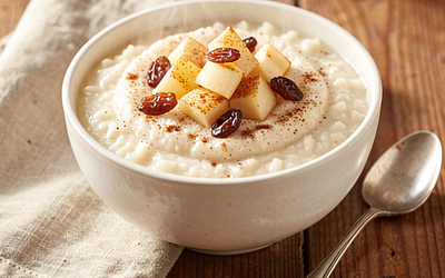 Rice with Apple, Cinnamon, and Raisins (vegetarian dessert)