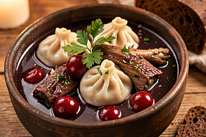 Czernina z wiśniami i kluskami
