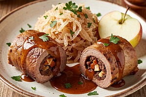 Spicy beef rolls with sauerkraut