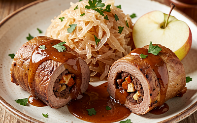 Spicy beef rolls with sauerkraut