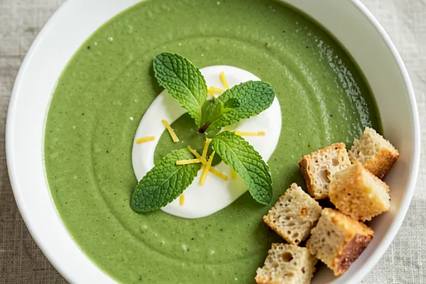 Zupa krem z zielonego groszku z miętą