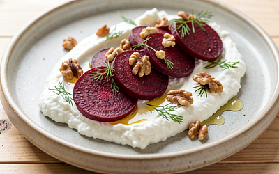 Young beets with cheese and nuts