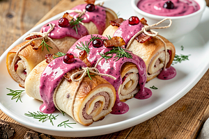 Pork zrazy with beets and cranberries (Polish-modern)