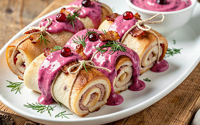 Pork zrazy with beets and cranberries (Polish-modern)