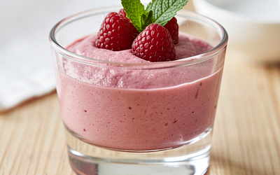 Raspberry mousse with yogurt