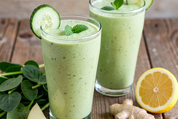 Koktajl z zielonych warzyw ze szpinakiem i maślanką