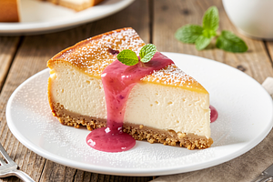 Easter cheesecake with rhubarb and a crumbly base