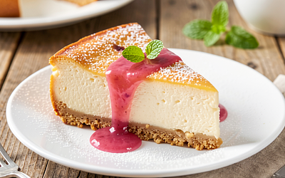 Easter cheesecake with rhubarb and a crumbly base