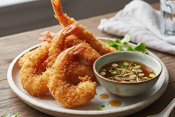 Krewetki w tempurze z sosem sojowo-imbirowym