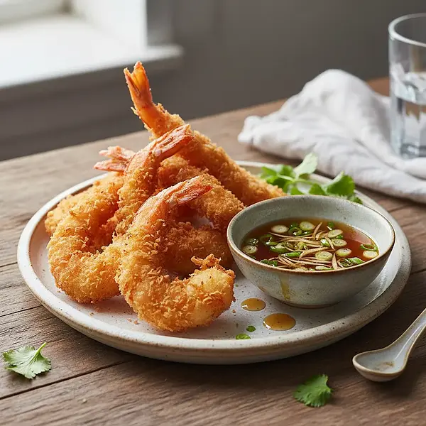 Krewetki w tempurze z sosem sojowo-imbirowym