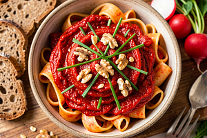 Pasta with roasted peppers