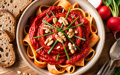 Pasta with roasted peppers