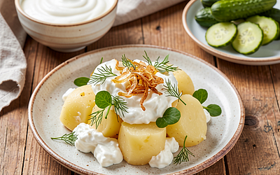 Potatoes with cottage cheese (spring variant with dill and sorrel)