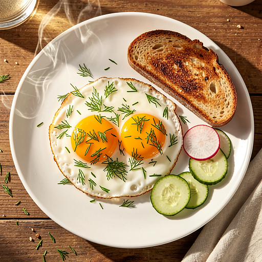 Jajka sadzone z koperkiem