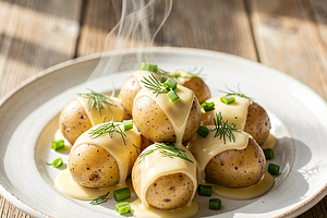 Young potatoes with butter and dill