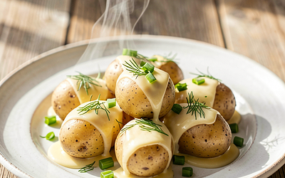 Young potatoes with butter and dill