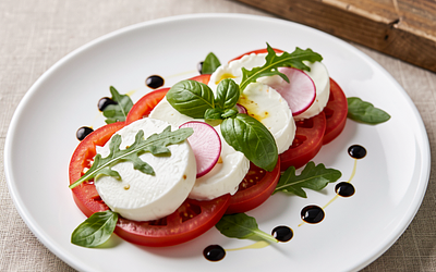 Sałatka z pomidorów i mozzarelli z wiosennym twistem
