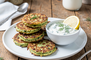 Zucchini Fritters with Dill Yogurt