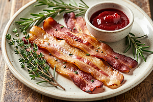 Roasted Bacon with Herbs and Rhubarb Glaze (optional version)