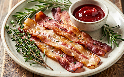 Roasted Bacon with Herbs and Rhubarb Glaze (optional version)