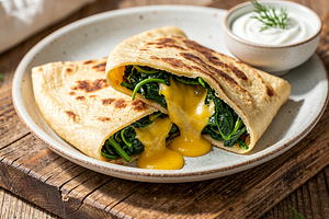 Tortilla z serem i szpinakiem