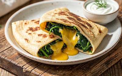 Tortilla z serem i szpinakiem