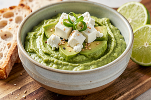 Avocado and feta dip with an Asian twist