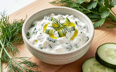 Tzatziki sauce with cucumber and dill