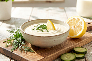 Yogurt sauce with garlic and dill