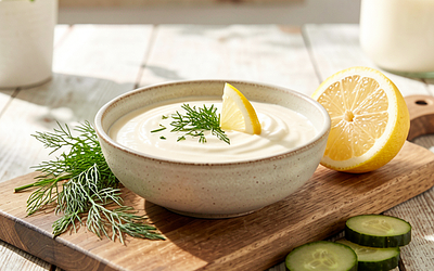 Yogurt sauce with garlic and dill