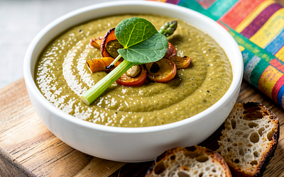 Roasted Vegetable Sauce with Sorrel and Asparagus Twist