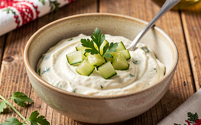 Tartar sauce with pickled cucumber