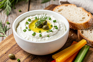 Ricotta dip with spring herbs (fusion)