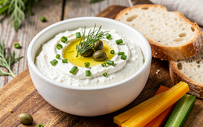 Ricotta dip with spring herbs (fusion)