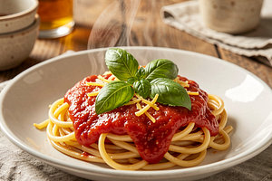 Pasta with Tomato Sauce and Basil