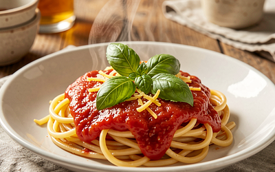 Pasta with Tomato Sauce and Basil
