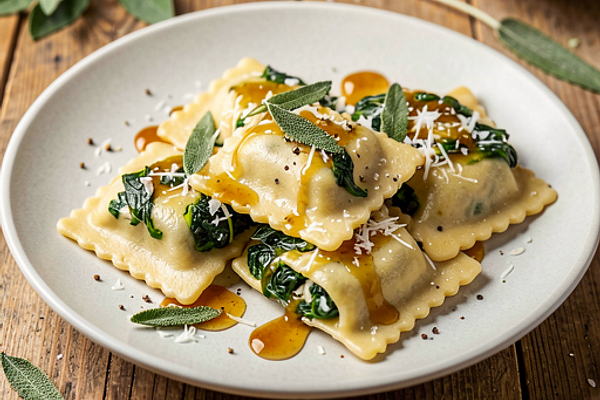 Ravioli domowe z farszem ze szpinaku i ricotty (polska-nowoczesna)