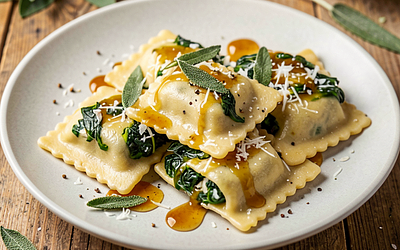 Ravioli domowe z farszem ze szpinaku i ricotty (polska-nowoczesna)