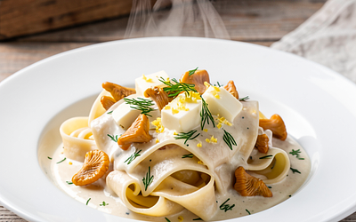 Pasta with chanterelles and dill