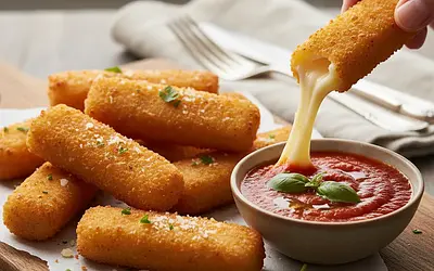 Chrupiące paluszki serowe z sosem pomidorowym