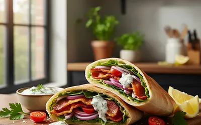 Boczek zawijany w chlebek pita